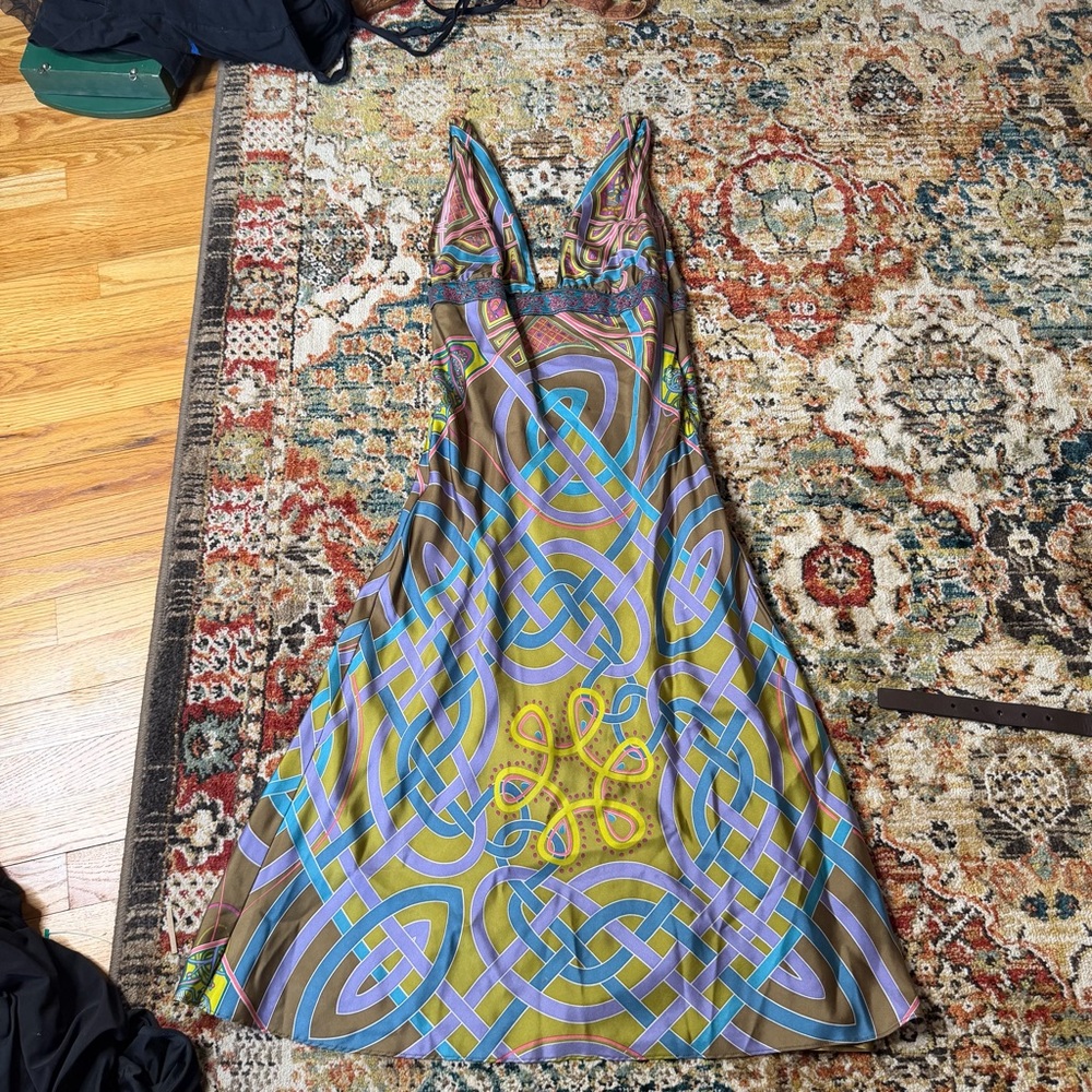 Rare vintage bias cut maximalist print Nicole miller dress